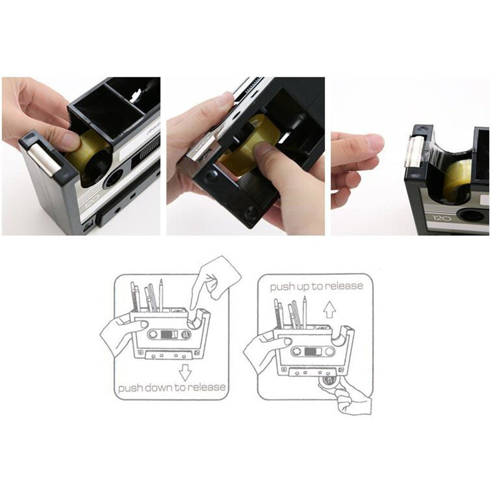 Cassette Tape Dispenser Pen and Pencil Holder