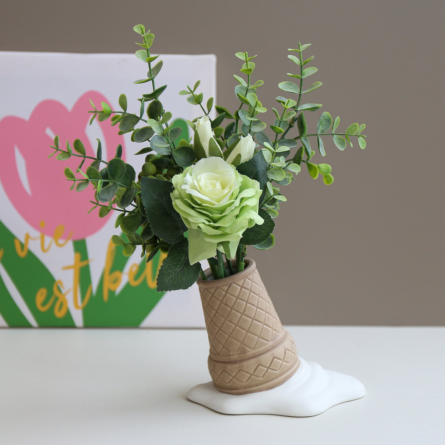 Creative Ice Cream Shaped Ceramic Vase